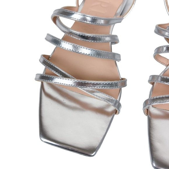 J. Crew Capri Strappy Sandals Metallic Silver Leather Size 9 - Picture 5 of 15